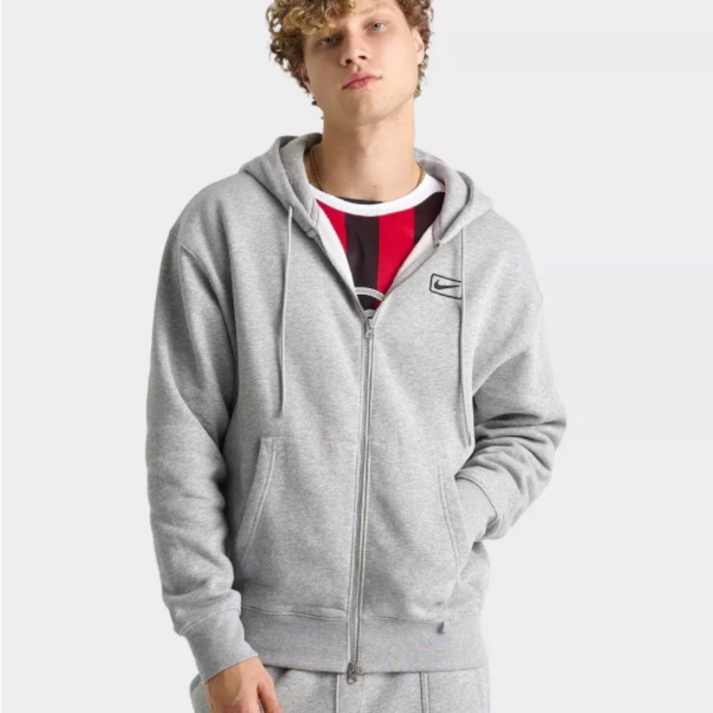 Nike Light Gray Men's Full-Zip Hoodie Sweatshirt